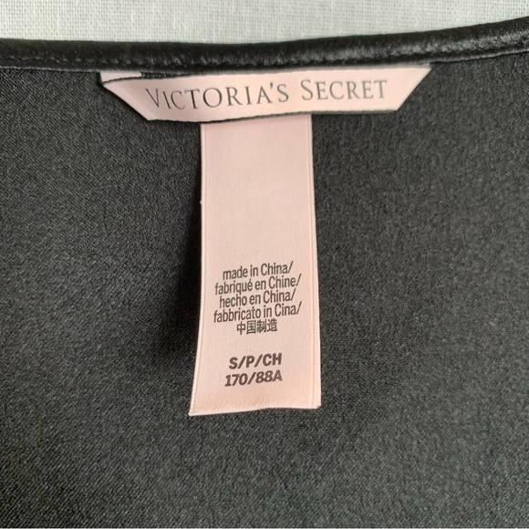 Victoria's Secret Black Satin Lace trim surplice sleeveless thong bodysuit SMALL - Picture 9 of 10